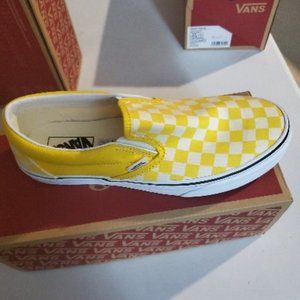 VANS - Yellow Checkerboard Slip On